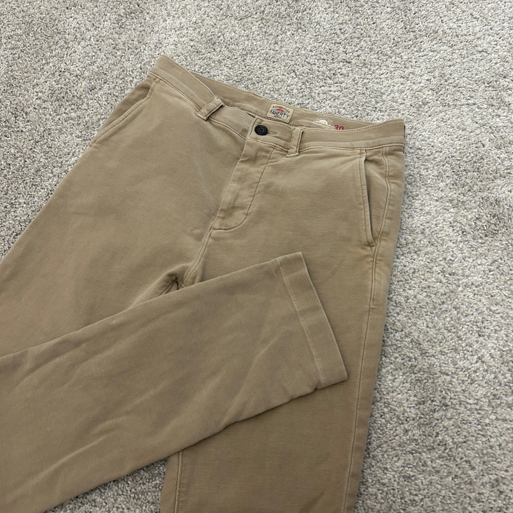 Faherty Stretch Terry Chino Pants 30x31 Khaki Tan Stretch MBS2306-DKA